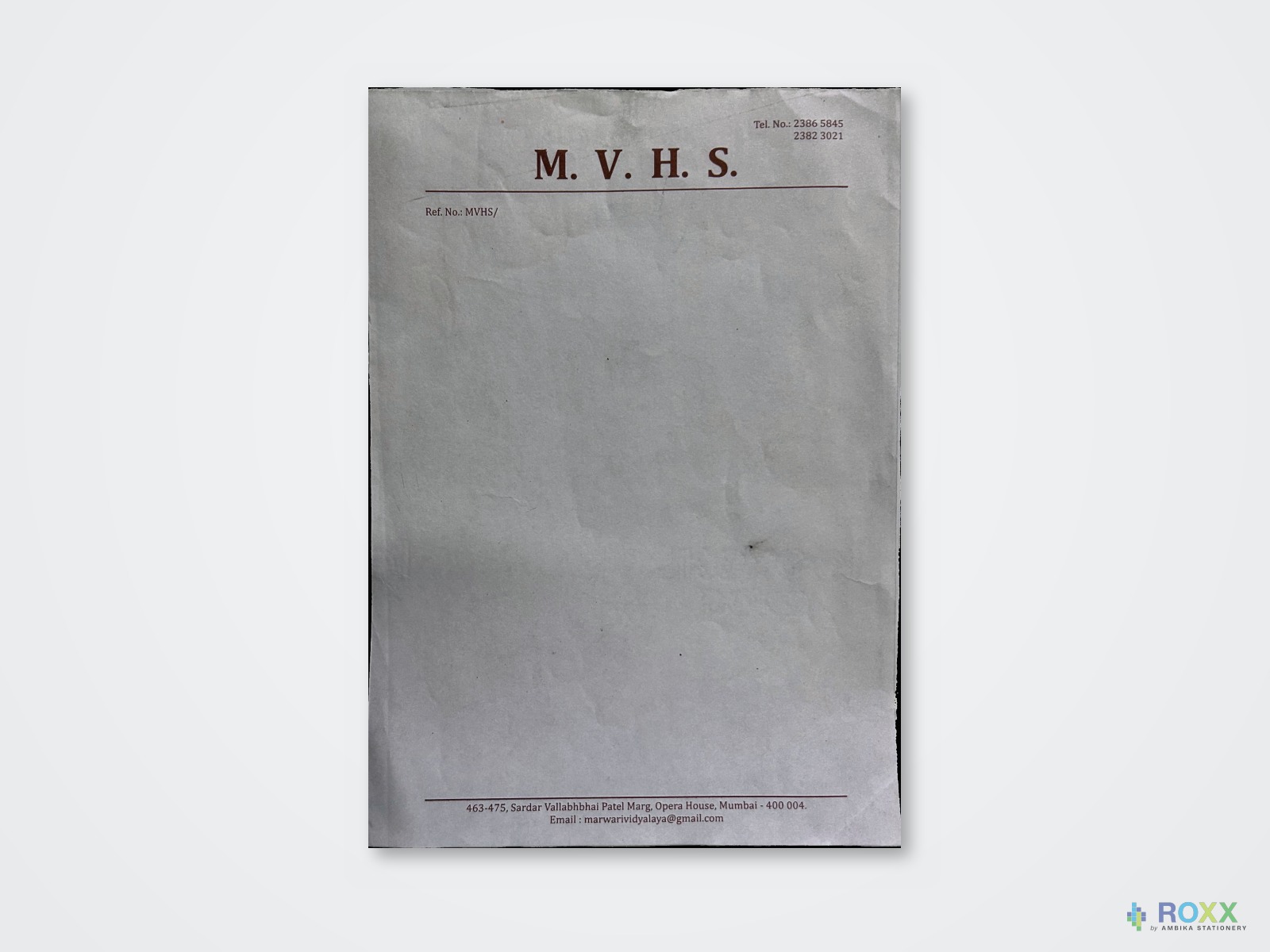 High School Letterhead — M.V.H.S.
