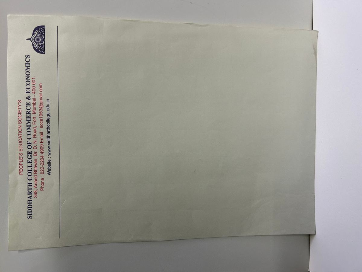 College Letterhead — Siddharth College of Commerce